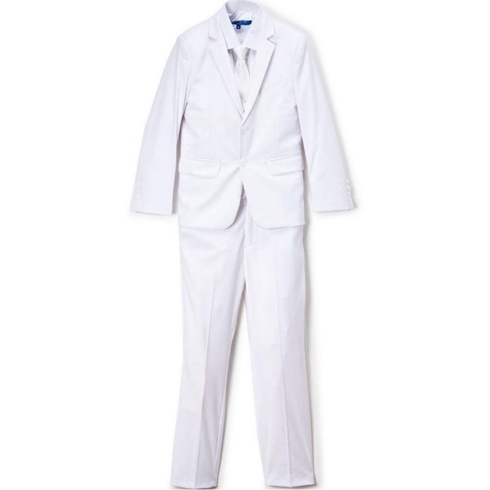 Perry Ellis Boys White 5 piece Communion Slim Fit Suit